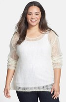 Thumbnail for your product : Eileen Fisher Hand Knit Mohair Blend Scoop Neck Sweater (Plus Size)