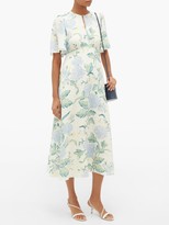 Thumbnail for your product : Beulah Beulah Floral-print Silk-crepe Dress - Blue Multi