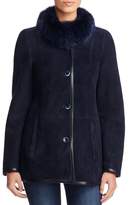 Thumbnail for your product : Maximilian Furs Fox Fur Collar Shearling Jacket