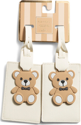 TJMAXX 2Pk Bear Luggage Tags With Charms, Leather
