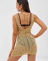Thumbnail for your product : ASOS DESIGN crochet cut out mini bodycon dress