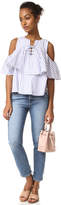 Thumbnail for your product : J.o.a. Lace Up Stripe Blouse