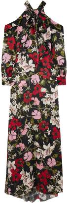 Erdem Anora Cold-shoulder Floral-print Silk-satin Gown