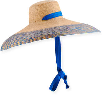 Lola Hats Nomad Wide-Brim Raffia Sun Hat with Ribbon