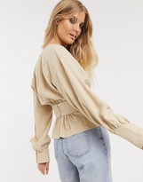 Thumbnail for your product : Only wrap top with belt detail in tan
