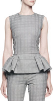 Thumbnail for your product : Alexander McQueen Sleeveless Plaid Top w/ Pleated Peplum