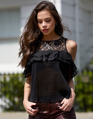 Lipsy Lace Insert Cold Shoulder Top