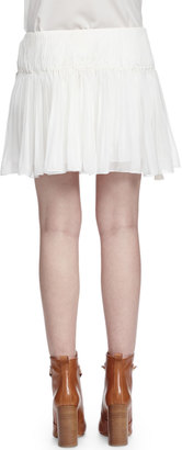 Chloé Tassel-Detailed Gathered Mini Skirt, White