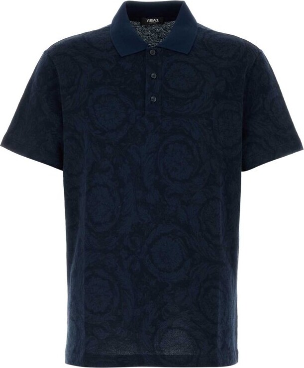 Versace Barocco-Jacquard Short-Sleeved Polo Shirt