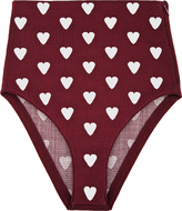 Thumbnail for your product : Burberry Burgundy High-Waisted Jacquard Heart Print Briefs