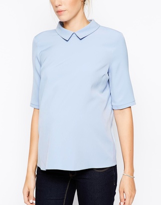 ASOS Maternity Top with Collar and Short Sleeves