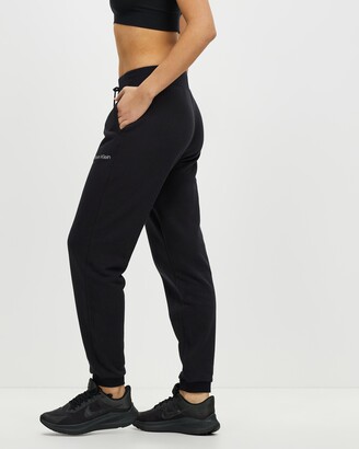 Calvin Klein Performance Women's Black Track Pants - Cotton Terry Logo Joggers