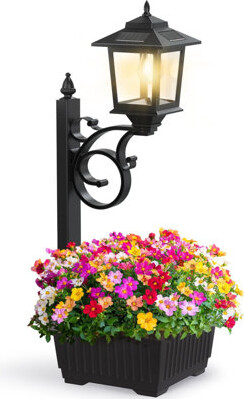 RELPOX 2 in 1 Solar Lamp Post Light with Planter