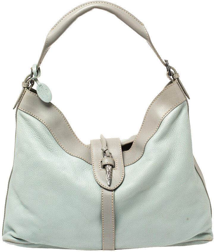 blue grey handbag