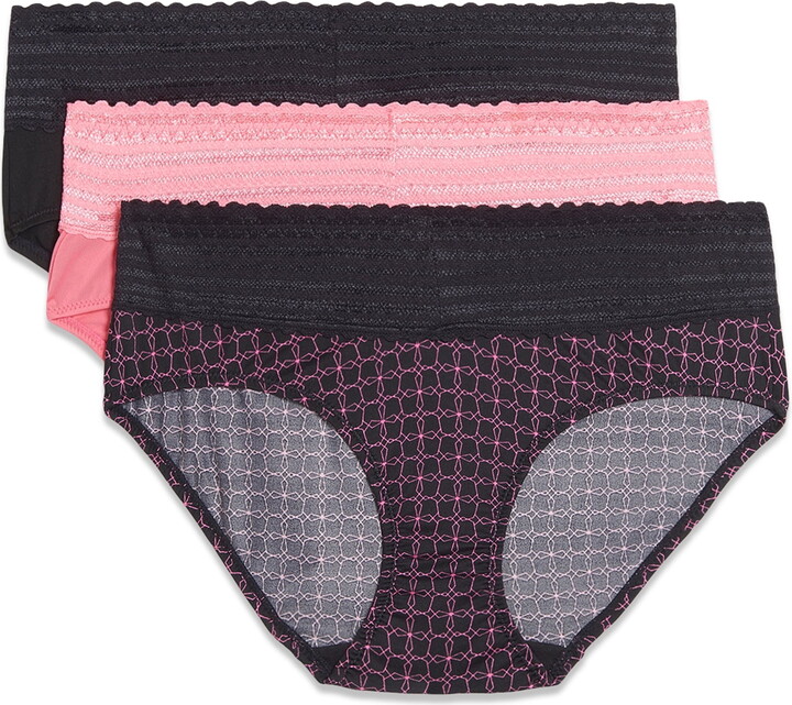 Warners Blissful Benefits Dig Free Microfiber Lace Hipster 3-Pack