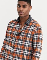 Thumbnail for your product : Religion oversized shirt with patch detail in orange check
