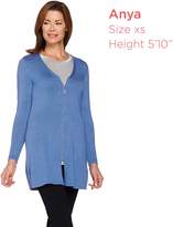 Thumbnail for your product : Halston H By H by Zip Front Boyfriend Cardigan w/ Side Slits