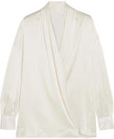 Thumbnail for your product : Pallas Wrap-effect Silk-satin Shirt - Ivory