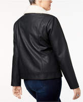 Thumbnail for your product : Style&Co. Style & Co Plus Size Fleece-Collar Faux-Leather Jacket, Created for Macy's