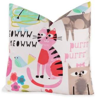 Crayola Purrty Cat 26-Inch Square Throw Pillow in Pink/White