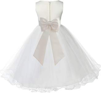 ekidsbridal Wedding Princess Party Rattail Edge Ivory Tulle Toddler Flower Girl Dress 829T