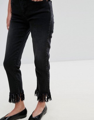 Miss Selfridge Tassel Hem Cropped Jeans