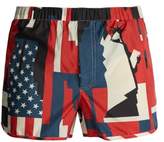 Thumbnail for your product : Valentino New York Print Swim Shorts - Mens - Blue