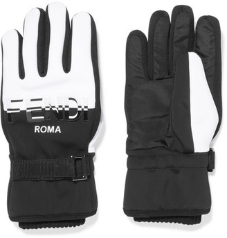 Fendi Two-tone Shell Ski Gloves - Black