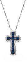 Thumbnail for your product : Bloomingdale's Sapphire and Diamond Cross Pendant Necklace in 14K White Gold, 18 - 100% Exclusive
