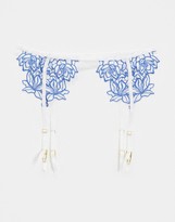Thumbnail for your product : Wolfwhistle Wolf & Whistle Bridal guipure floral lace suspender belt in white & blue