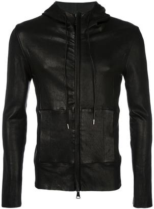 Giorgio Brato leather hooded jacket - men - Cotton/Leather/Spandex/Elastane - 54