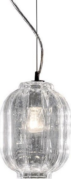 Mazzega 1946 Lume Striped Mini Pendant Light in Clear