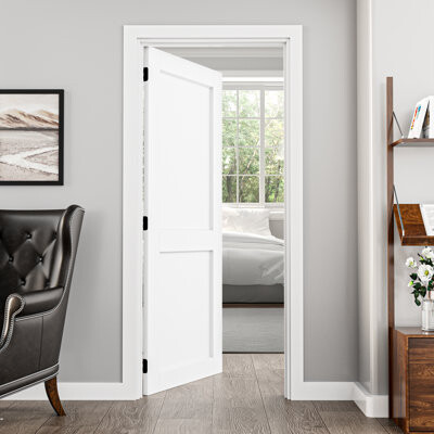 Win Stellar Slab Door Interior 2 Paneled Solid Wood Shaker Primed Finished Standard Door With Door Jamb