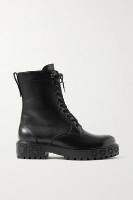 Ferragamo Chopper Leather Ankle Boots - Black