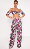 Thumbnail for your product : PrettyLittleThing Pink Pomegranate Wide Leg Trousers