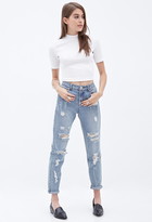 Thumbnail for your product : Forever 21 Textured Polka Dot Crop Top