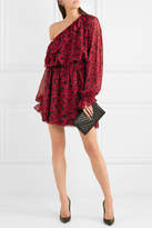 Thumbnail for your product : Saint Laurent One-shoulder Floral-print Silk-georgette Mini Dress