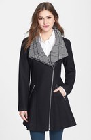 Thumbnail for your product : GUESS Glen Plaid Detail Skirt Wool Blend Coat