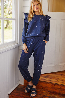Clare Vivier Paint-Splattered Joggers By in Blue Size S