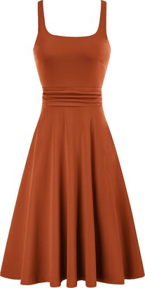 LIUMILAC Womens Dress with Straps Cocktail Party Sleeveless Casual Beach V Neck Audrey Hepburn Vintage Retro