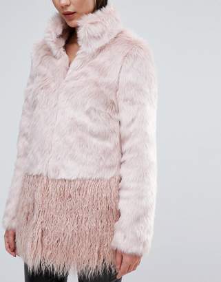 Lipsy Faux Fur Paneled Coat