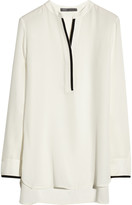 Thumbnail for your product : Vince Tipped Contrast silk crepe de chine blouse