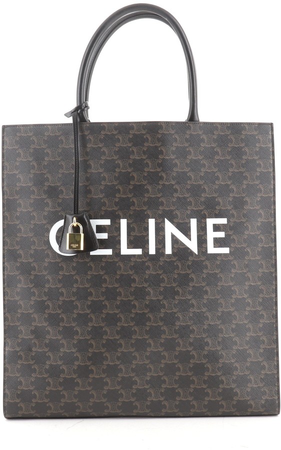 Celine Vertical Cabas Tote Triomphe Coated Canvas Large - ShopStyle