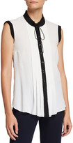 Thumbnail for your product : Maison Common Pleated Button-Front Top with Neck Tie