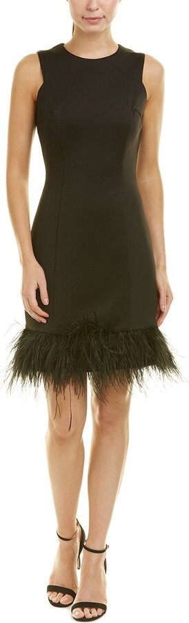 dress with feathers on bottom