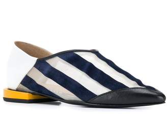 Toga Pulla Striped Pointed Toe Loafers