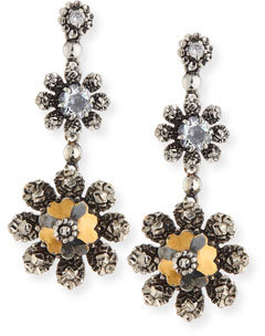 Bottega Veneta Floral Crystal Drop Earrings