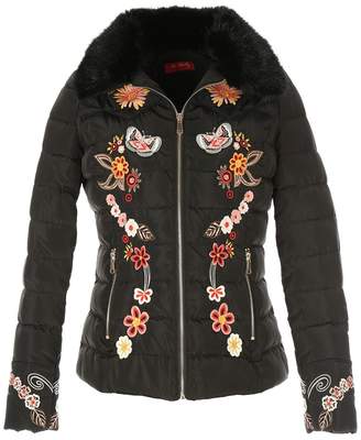 Rene Derhy Padded Jacket with Floral Embroidery