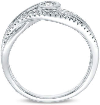 Zales Interwovena 1/5 CT. T.W. Diamond Promise Ring in 10K White Gold - Size 7