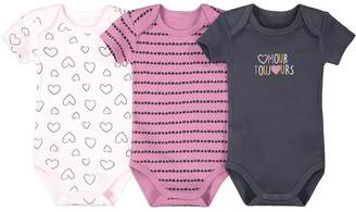 La Redoute Collections Pack of 3 Cotton Bodysuits with Short Sleeves, Birth-3 Years